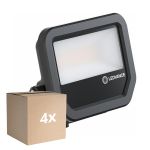 Lot 4x Ledvance Projecteur LED Aluminium Noir 17W 2400lm 100D - 840 Blanc Froid | IP66 - Symétrique