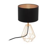 Eglo Lampe De Chevet Carlton 2 Acier Cuivre Noir | IP20 - Convient pour 1x E14 