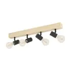Eglo Plafonnier Townshend 3 Bois Acier Noir | IP20 - Convient pour 4x E27 