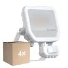Voordeelpak 4x Ledvance LED Floodlight Aluminium Wit 17W 2400lm 100D - 840 Koel Wit | IP65 - Bewegings- en Lichtsensor - Symmetrisch